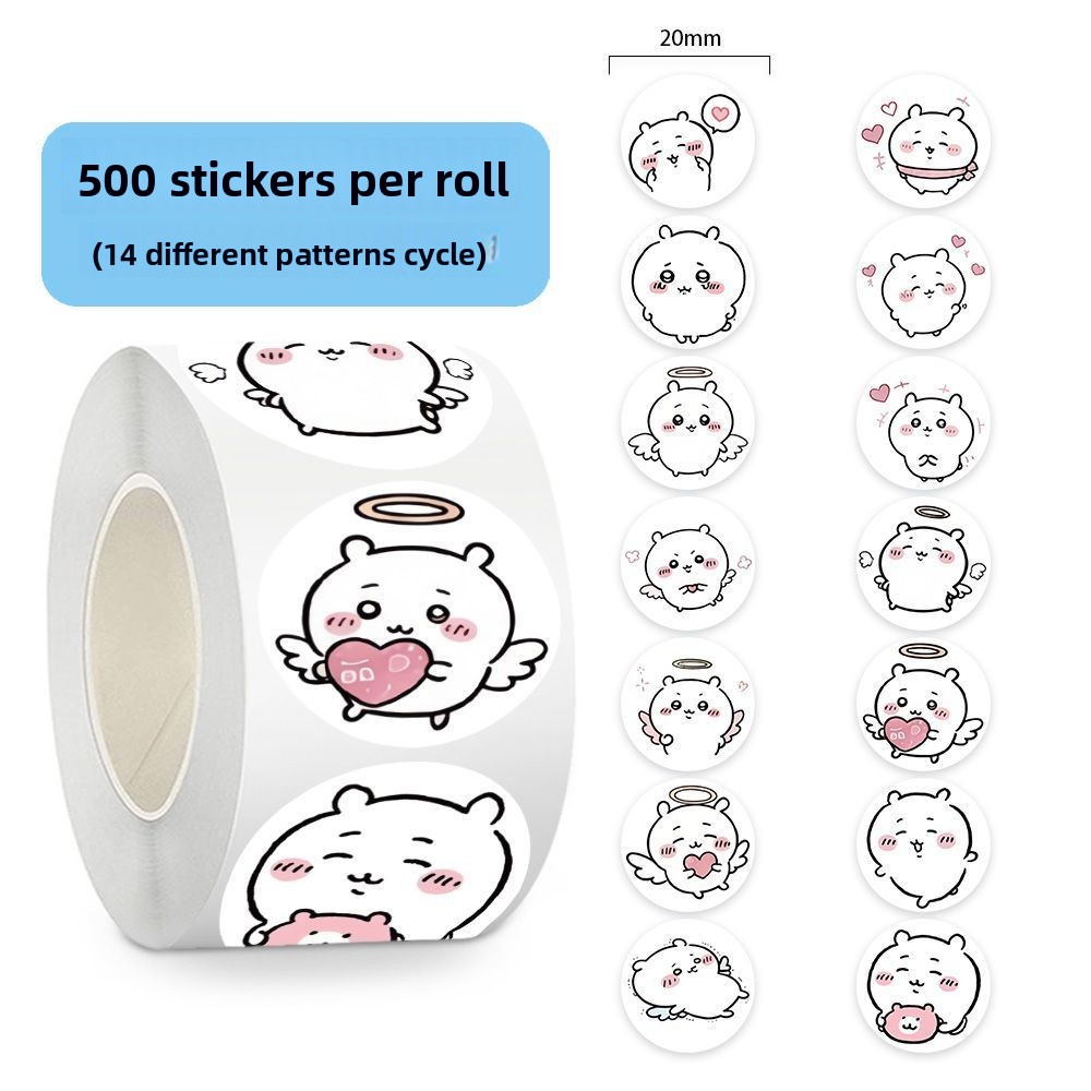 Sticker Label Roll - Rolka naklejek Jiyi, 500 sztuk, kawaii
