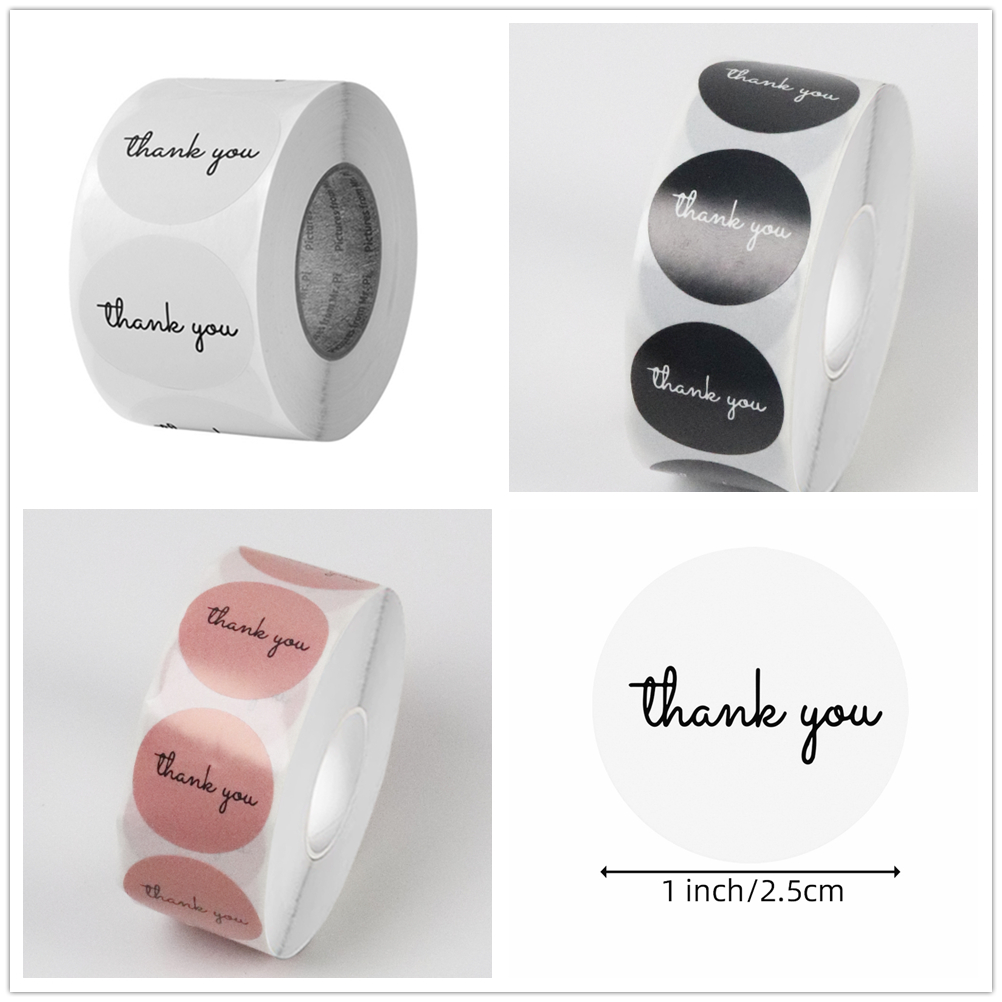 Sticker Label Roll - 500 Naklejek z Podziękowaniem w Rolce,