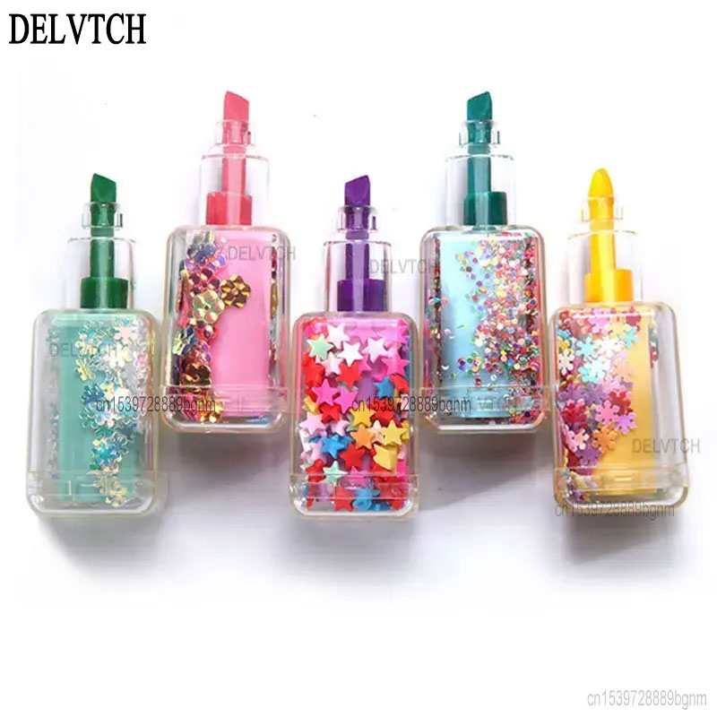 Highlighter Set Pastel - 5 sztuk zestaw Mini cekiny butelka