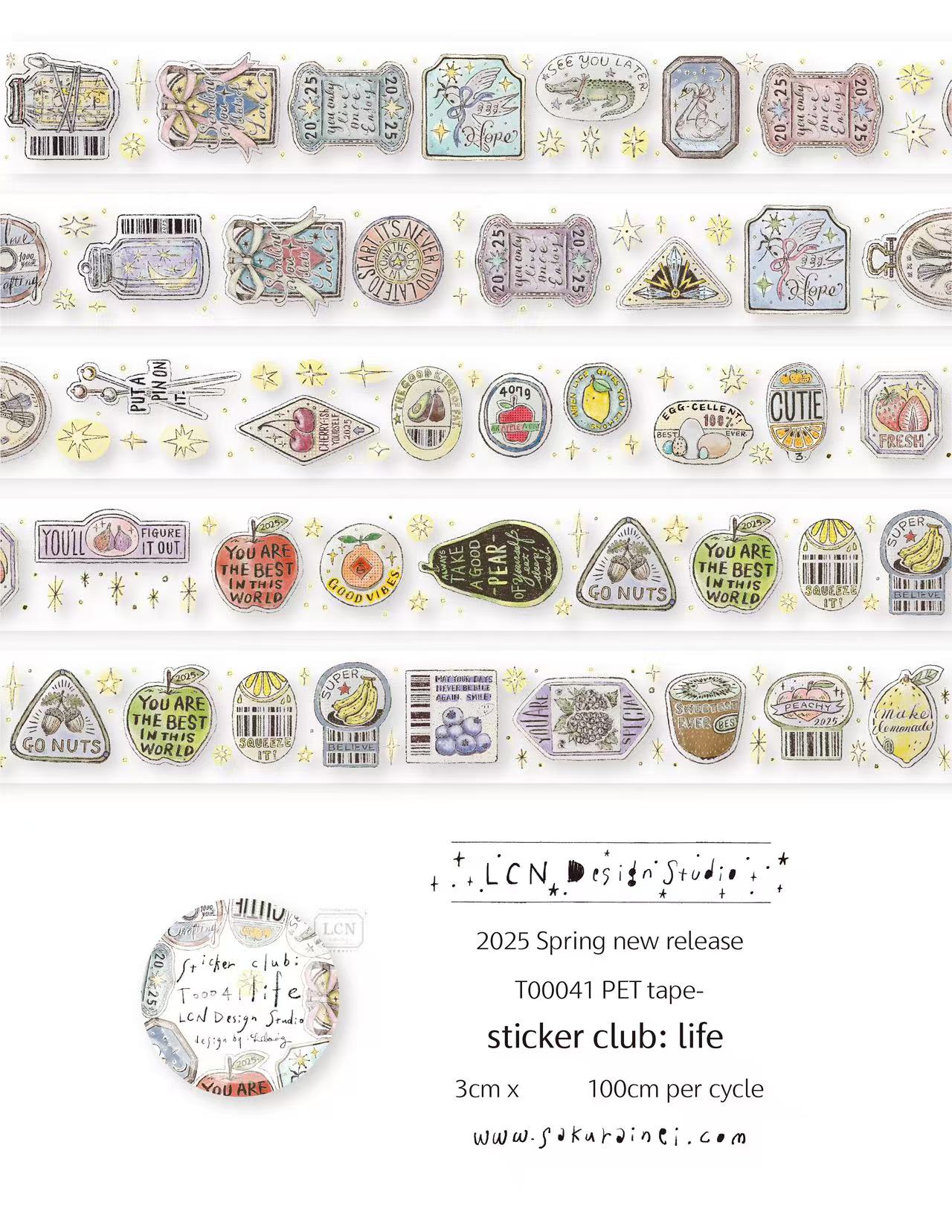Washi Tape Set - 1 Pętla LCN Vintage Naklejka Klub