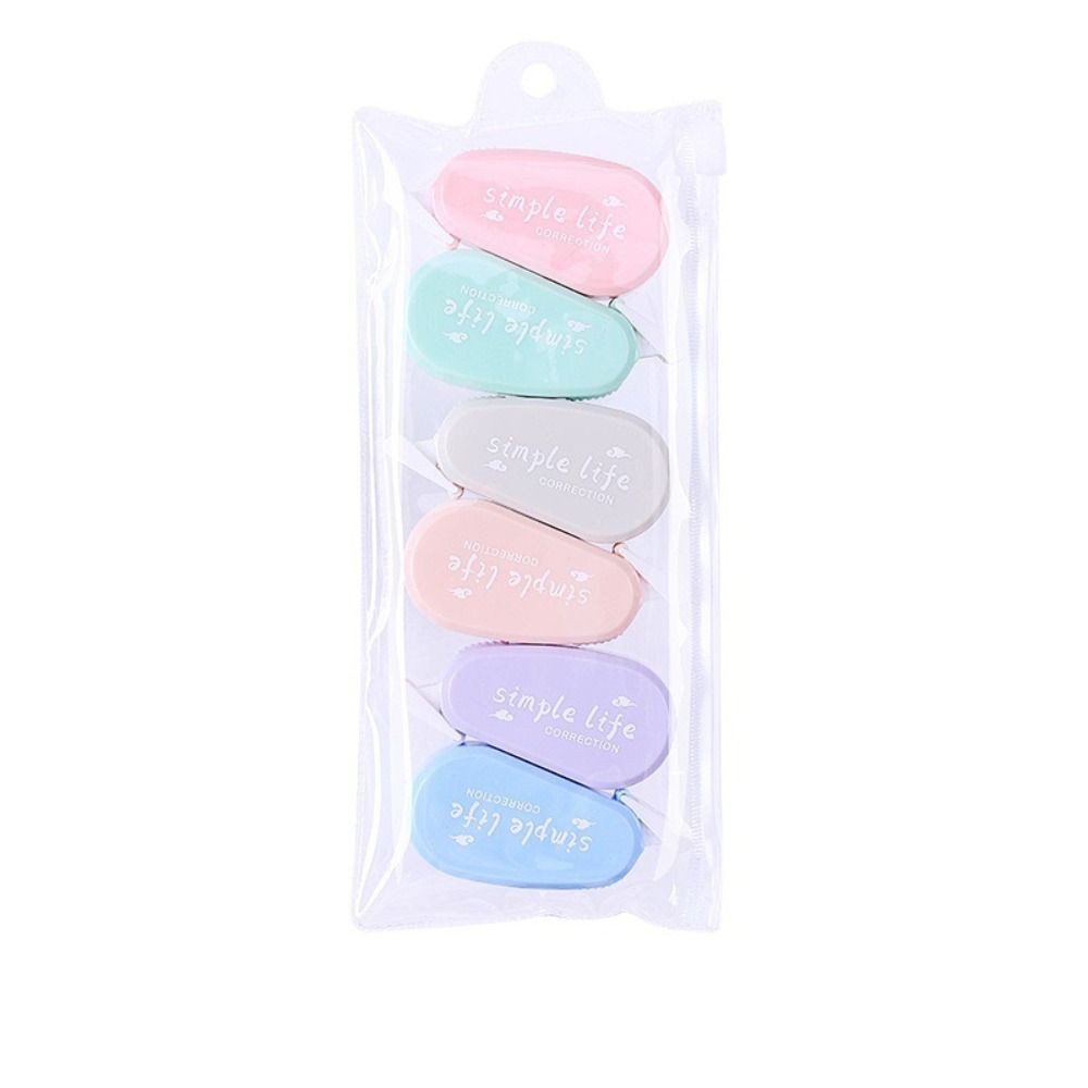 Correction Tape Roller - 6 sztuk/zestaw Cicha Taśma Korekcyjna Kolor