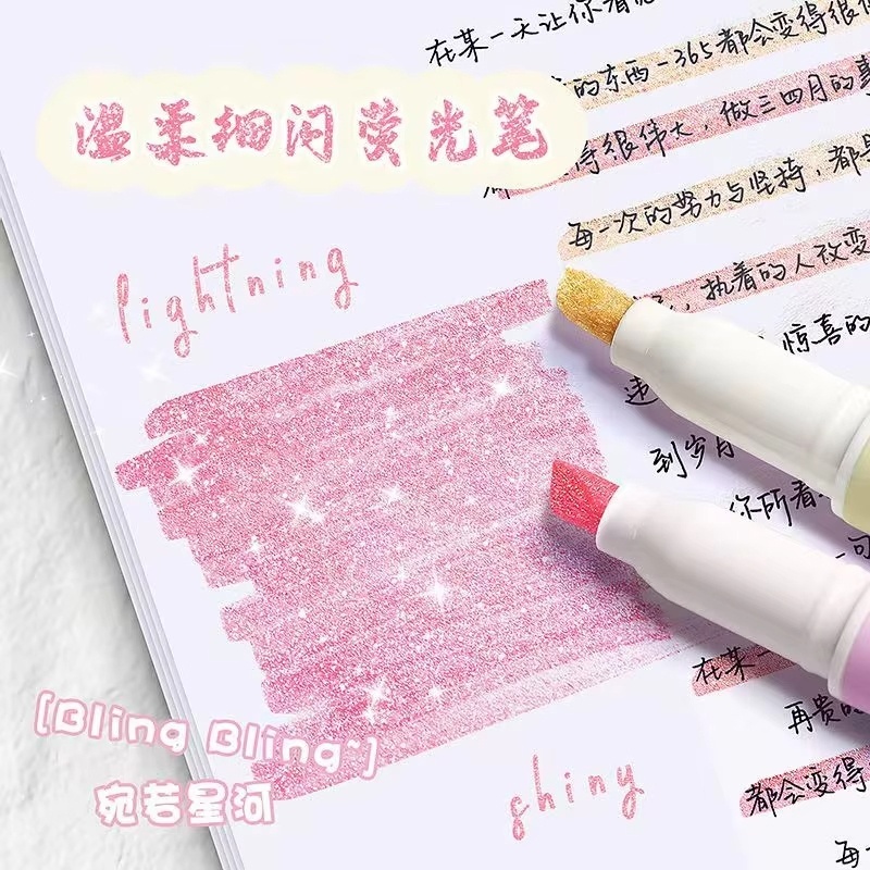 4 szt./pudełko Kawaii Brokatow – Highlighter Set Pastel recenzja i cena